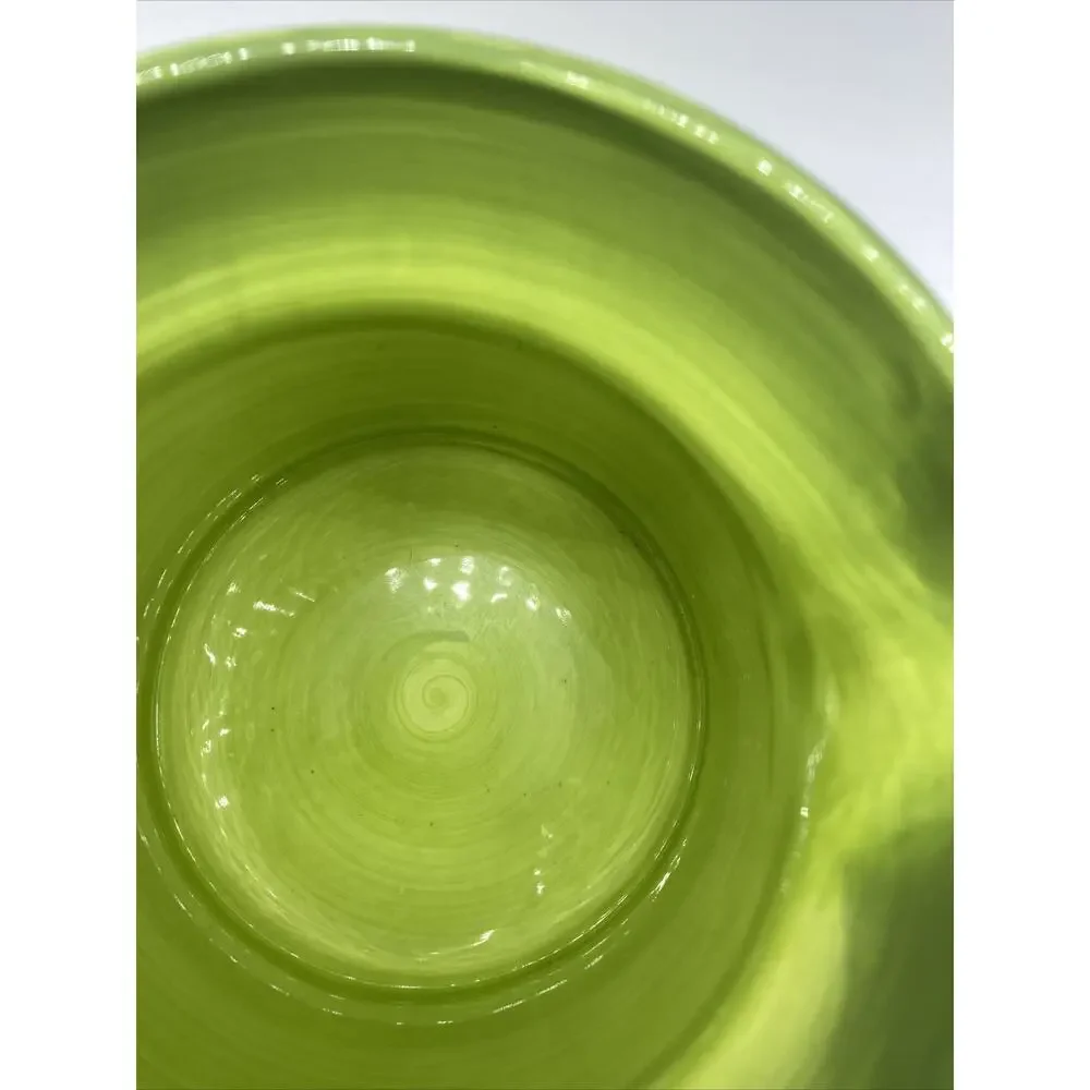 LAURIE GATES Ware Glazed Ceramic PITCHER Green with Fruit Country Farmhouse